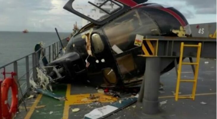Em São Luís, Helicóptero cai em navio após pouso de emergência 